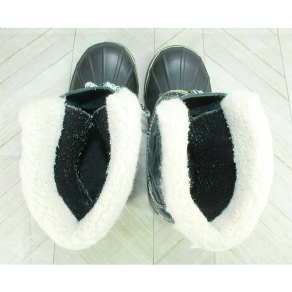 LL Bean Black Suede Removable Lining Insulated Duck Boots Size 6 M - Picture 7 of 9